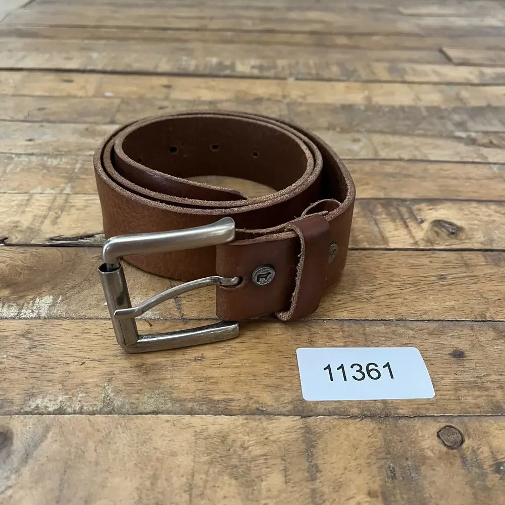 Will Belt Men's 34 Hand Crafted Genuine Leather Belt Brown Silver Buckle Mexico